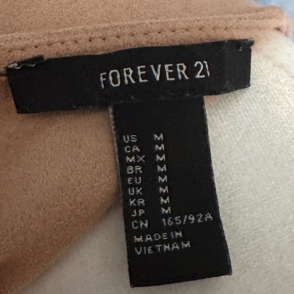 FOREVER 21 Faux Suede Sleeveless Shift Dress Stretchy Camel Size Medium - Picture 4 of 4